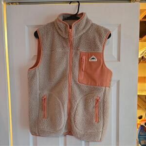 Penfield Sherpa Vest Womens Medium Beige & Coral